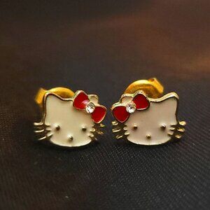 Hello Kitty Gold Rhinestone Earrings